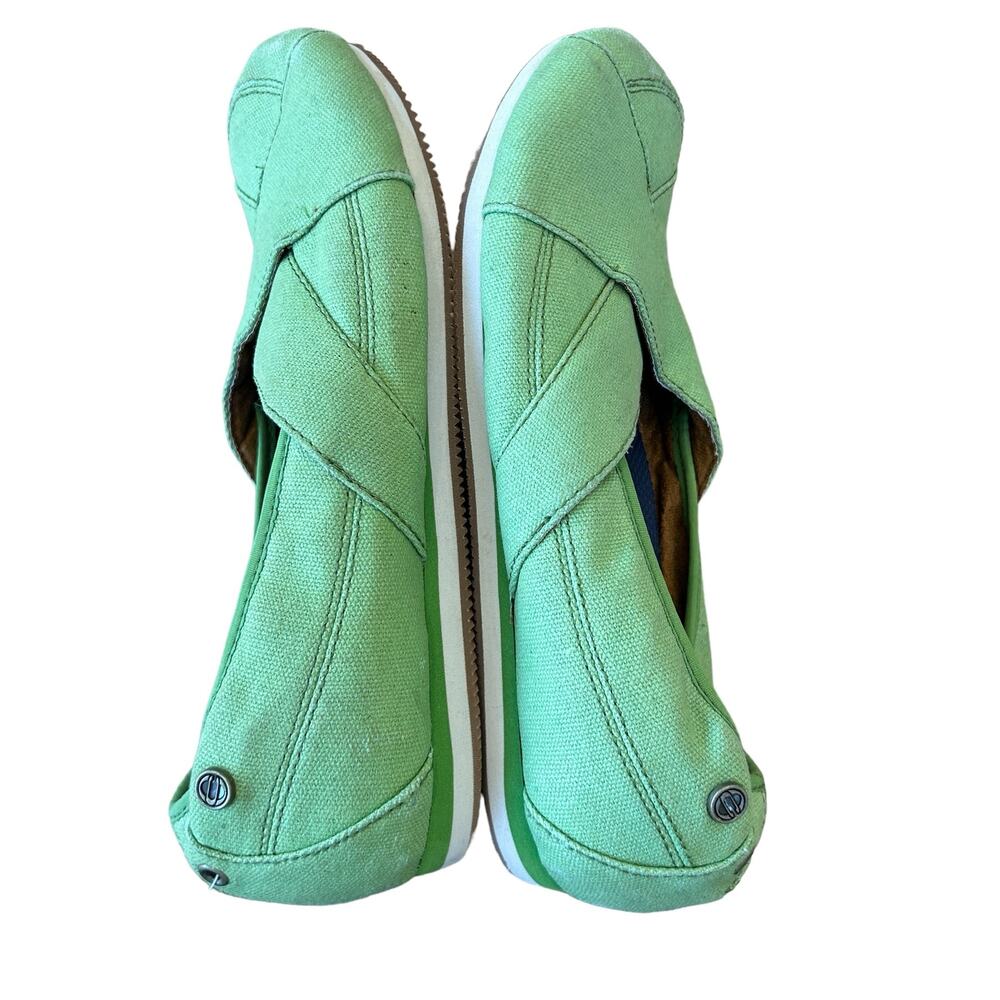 Mozo Sport Flat Shoe Womens Size 7 Comfort Green Slip Ons Travel #3734 Canvas - Picture 7 of 13